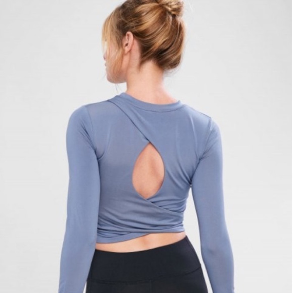 open-back athletic long-sleeved tee